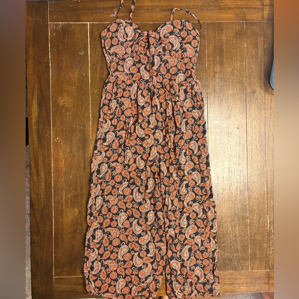 Paisley Print Spaghetti Strap Jumpsuit